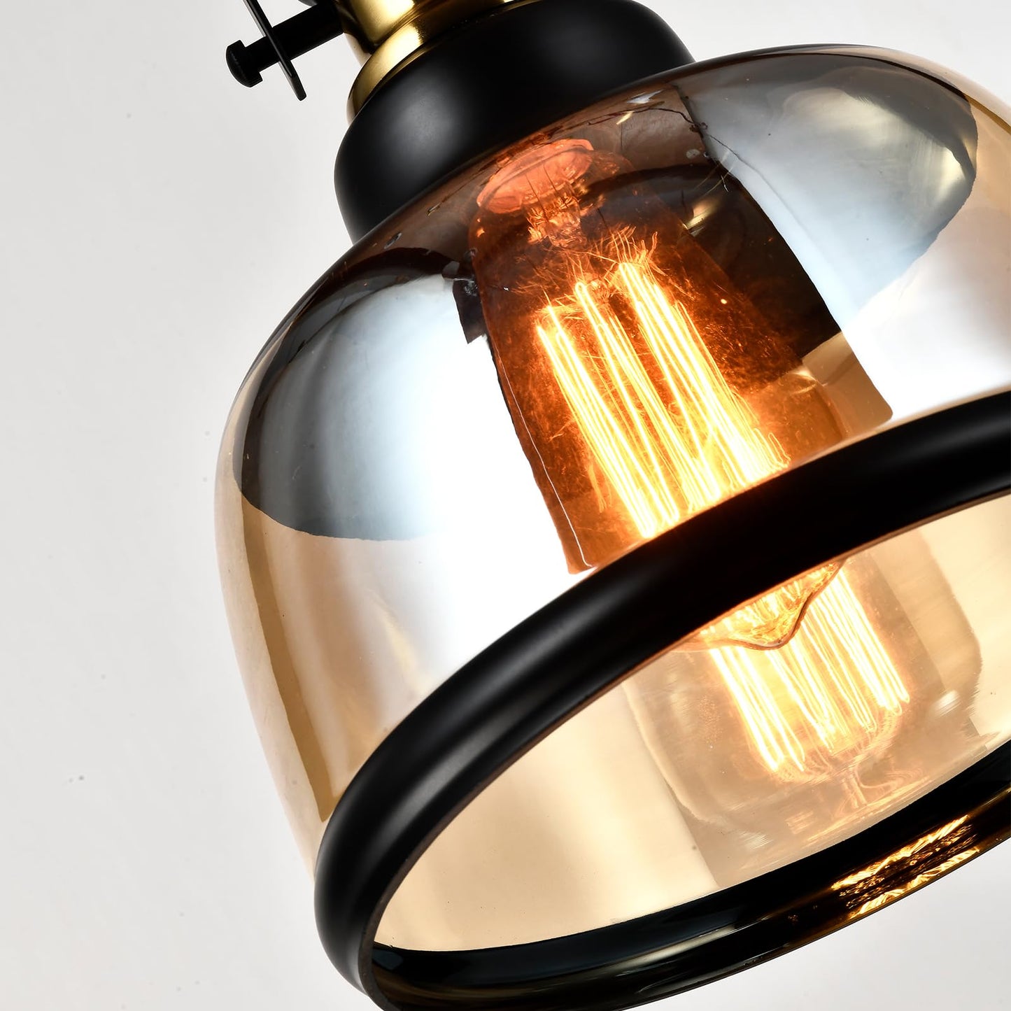 LQWELL® Modern Pendant Light E27, Minimalist Industrial Pendant Lamp Vintage Hanging Lamp for Kitchen Living Room Bedroom Dining Room Cafes, Glass Shade Chandelier Ceiling Lamp, Copper