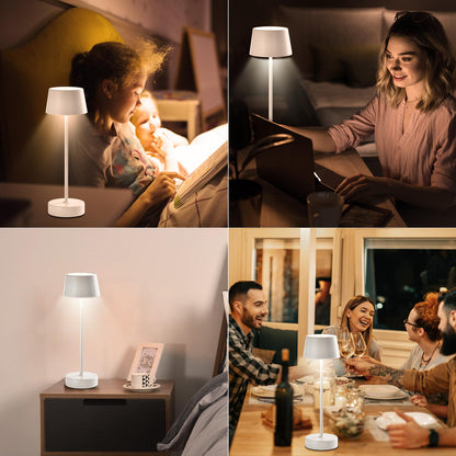 LQWELL® LED Table Lamp, Touch Dimmable Desk Lamp Type C USB Bedside Lamp Adjustable Brightness for Indoors Living Room Bedroom Dinner Hotel Bar Restaurant