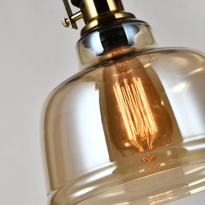 LQWELL® Modern Pendelleuchte Hängeleuchte E27, Minimalist Industrie Pendellampe Vintage Hängelampe für Küche Wohnzimmer Schlafzimmer Esszimmer Cafés, Glasabdeckung Kronleuchter Deckenlampe, Kupfer