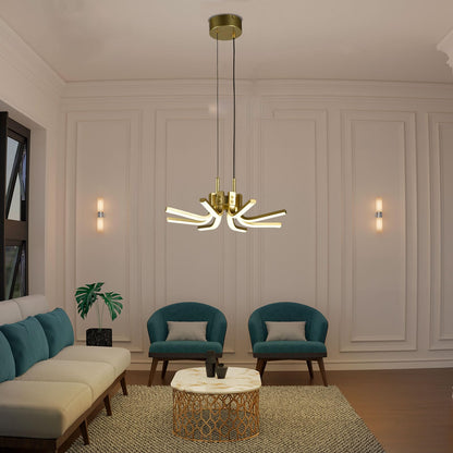 LQWELL® Chandelier LED 30W, Industrial Chandelier, Modern Pendant Light Hanging Lamp for Living Room Bedroom Dining Room Hallway Cafes Bar Studio, Metal Ceiling Lamp, Gold