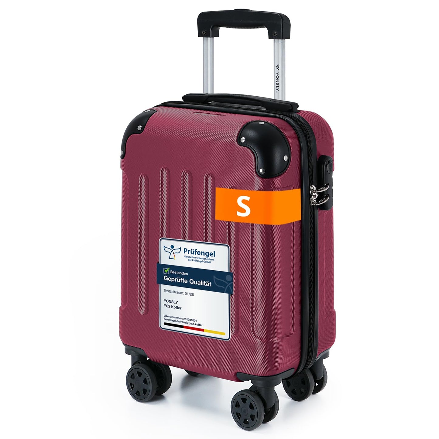 YONSLY® Luggage Suitcase Travel Suitcase, Trolley Carry-on Luggage, Hardshell Suitcase with 360° Spinner Wheels, Combination Lock, Multi-stage Telescopic Handle