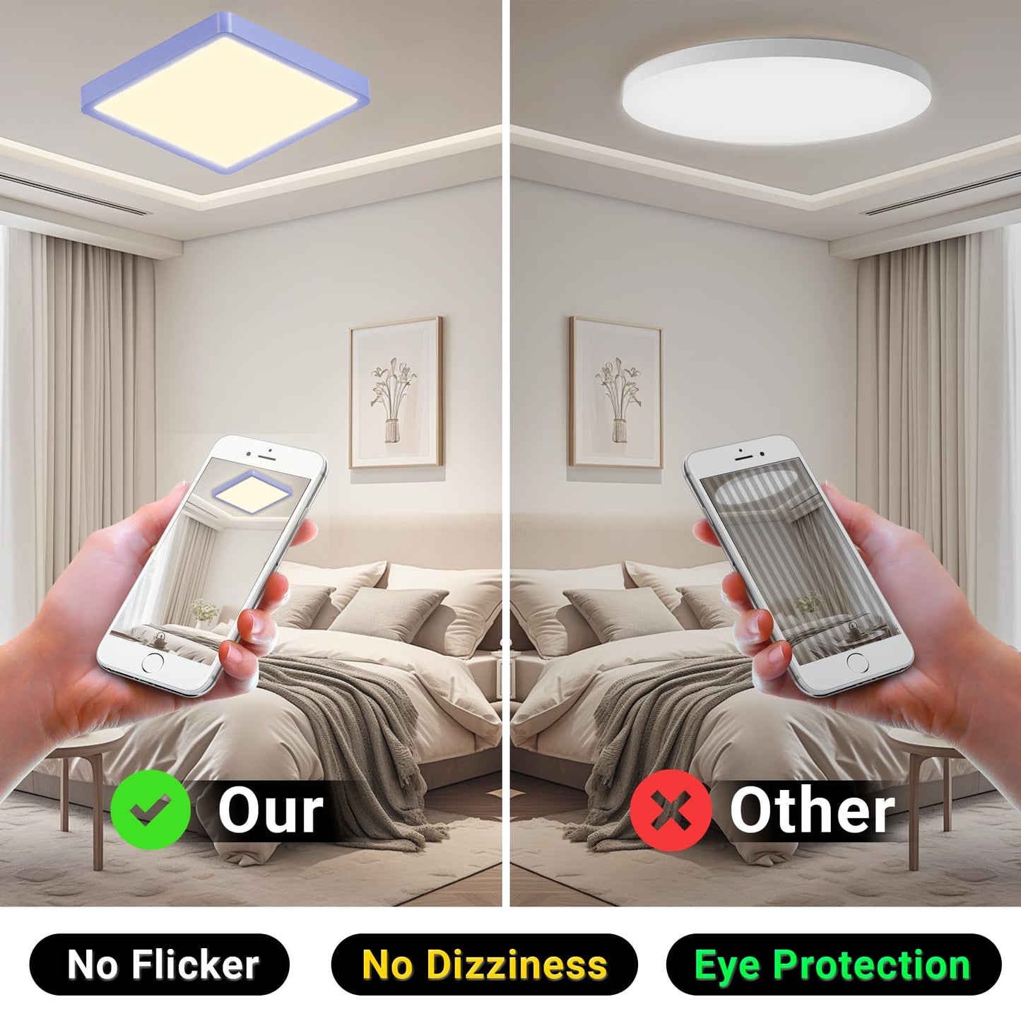 LQWELL® Ceiling Light LED Ceiling Lamp, IP44 Waterproof Bathroom Lamp Square Flat 23W 4000K 2400LM Modern Simple Lamp Thin for Living Room Bathroom Bedroom Kitchen Balcony Basement Office, 300 * 25mm
