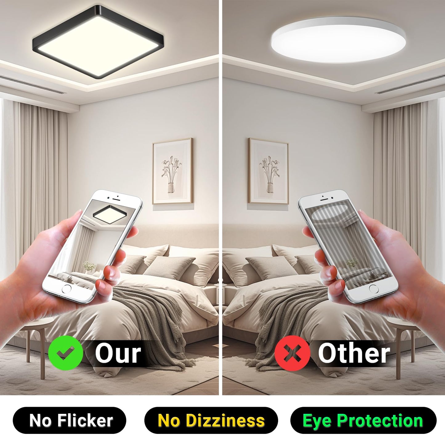 LQWELL® Ceiling Light LED Ceiling Lamp, IP44 Waterproof Bathroom Lamp Square Flat 23W 4000K 2400LM Modern Simple Lamp Thin for Living Room Bathroom Bedroom Kitchen Balcony Basement Office, 300 * 25mm