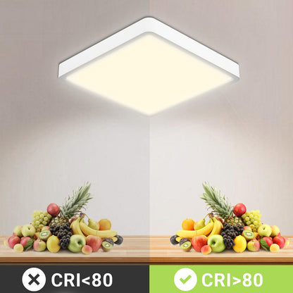 LQWELL® Deckenleuchte LED Deckenlampe, IP44 Wasserfest Badlampe Quadrat Flach 32W 4000K 3400LM Modern Schlicht Lampe Dünn für Wohnzimmer Badezimmer Schlafzimmer Küche Balkon Keller Büro, 400 * 25mm