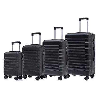 YONSLY® Suitcase Set, Trolley Travel Suitcase, Spinner Carry-On, Luggage Set with 360° Wheels, Hardshell Suitcase, Combination Lock, Soft Rubber Handle (4-Piece Set, S,M,L&XL)