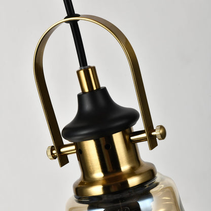 LQWELL® Modern Pendelleuchte Hängeleuchte E27, Minimalist Industrie Pendellampe Vintage Hängelampe für Küche Wohnzimmer Schlafzimmer Esszimmer Cafés, Glasabdeckung Kronleuchter Deckenlampe, Kupfer