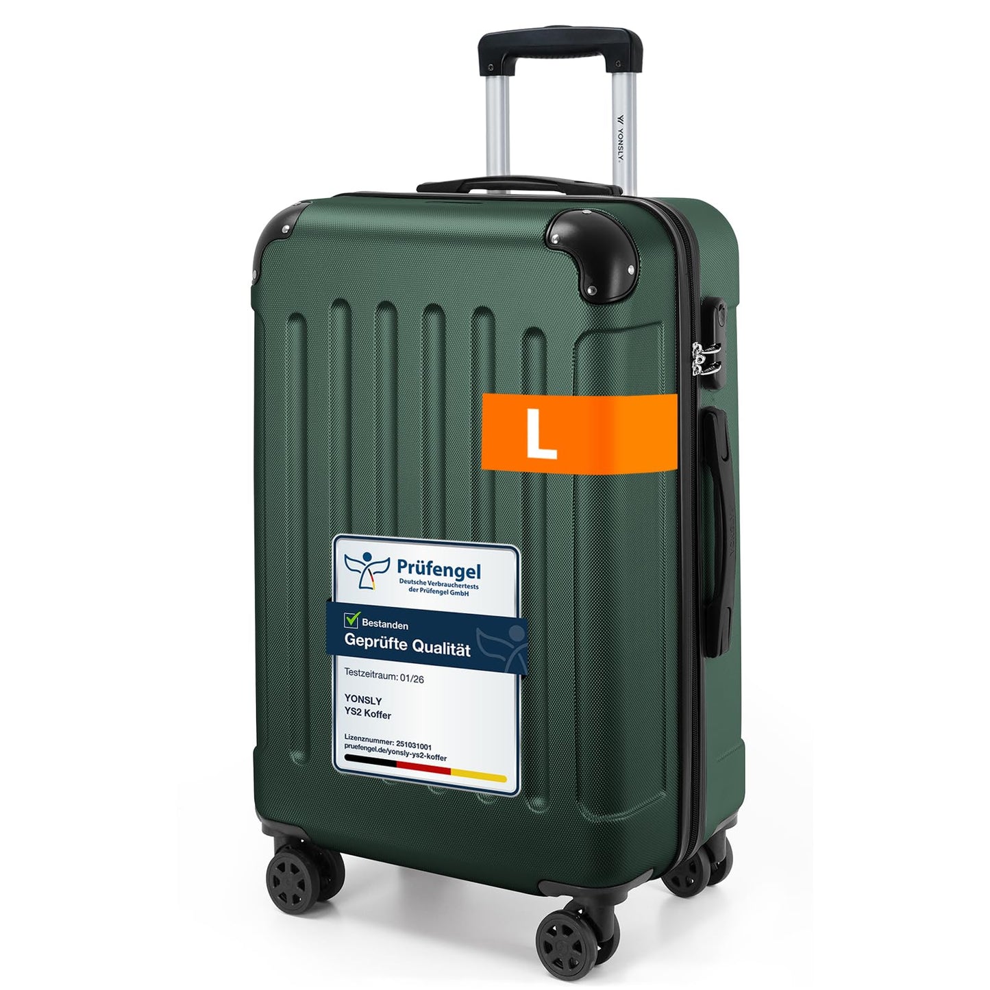 YONSLY® Luggage Suitcase Travel Suitcase, Trolley Carry-on Luggage, Hardshell Suitcase with 360° Spinner Wheels, Combination Lock, Multi-stage Telescopic Handle