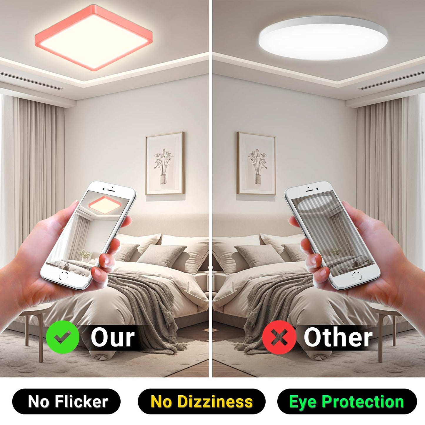 LQWELL® Ceiling Light LED Ceiling Lamp, IP44 Waterproof Bathroom Lamp Square Flat 23W 4000K 2400LM Modern Simple Lamp Thin for Living Room Bathroom Bedroom Kitchen Balcony Basement Office, 300 * 25mm