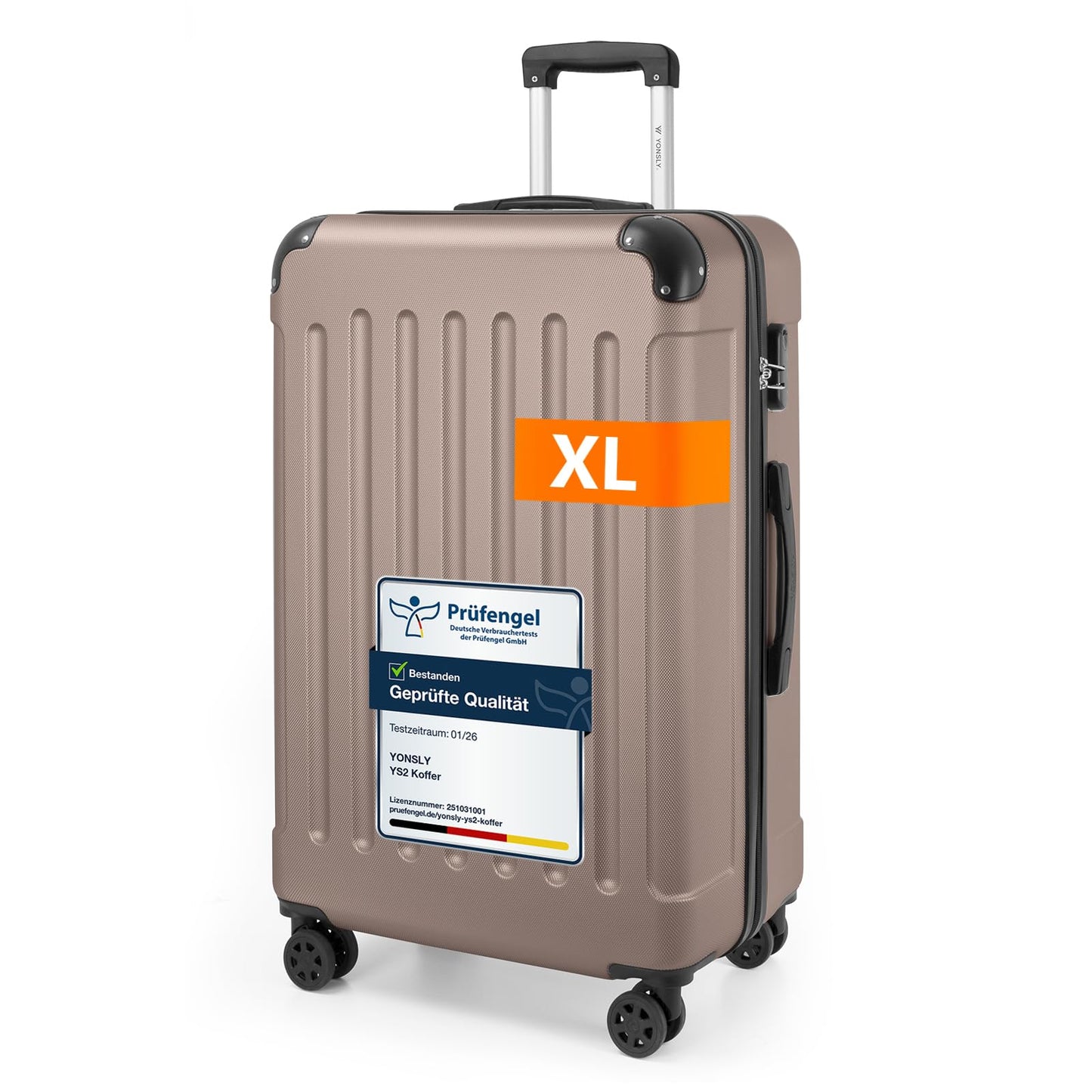 YONSLY® Luggage Suitcase Travel Suitcase, Trolley Carry-on Luggage, Hardshell Suitcase with 360° Spinner Wheels, Combination Lock, Multi-stage Telescopic Handle