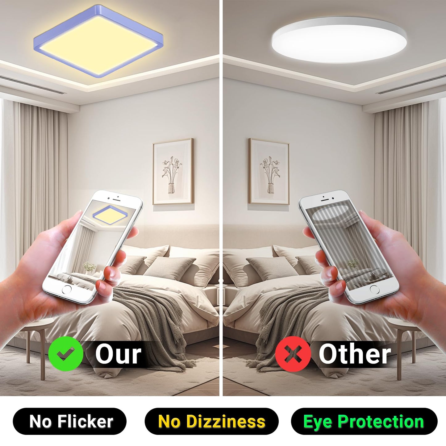 LQWELL® Ceiling Light LED Ceiling Lamp, IP44 Waterproof Bathroom Lamp Square Flat 23W 3000K 2400LM Modern Simple Lamp Thin for Living Room Bathroom Bedroom Kitchen Balcony Basement Office, 300 * 25mm