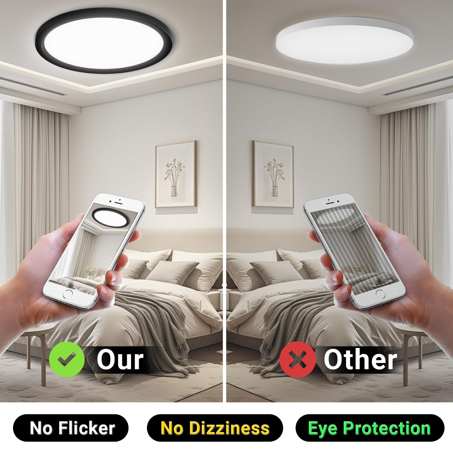 LQWELL® Ceiling Light LED Ceiling Lamp, IP44 Waterproof Bathroom Lamp Round Flat 23W 6000K 2400LM Modern Simple Lamp Thin for Living Room Bathroom Bedroom Kitchen Balcony Basement Office, 300 * 25mm