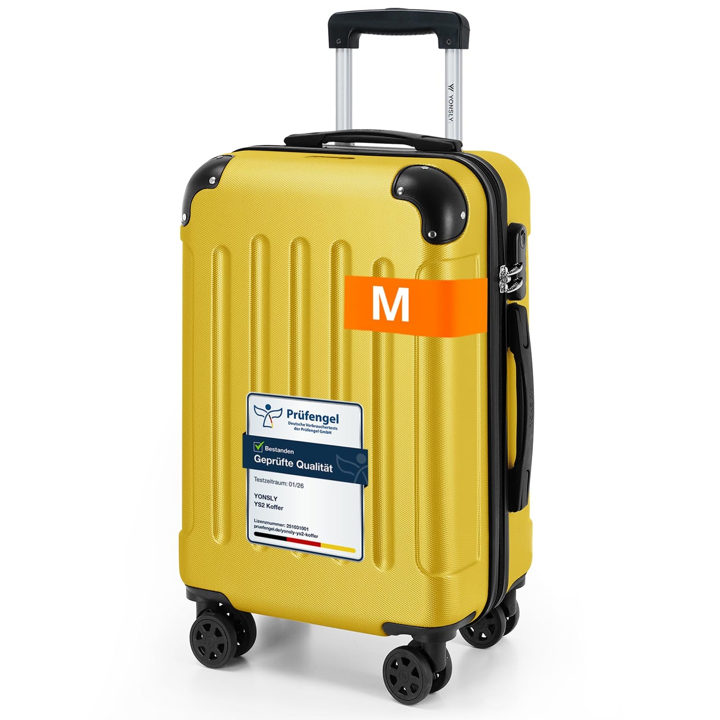 YONSLY® Luggage Suitcase Travel Suitcase, Trolley Carry-on Luggage, Hardshell Suitcase with 360° Spinner Wheels, Combination Lock, Multi-stage Telescopic Handle