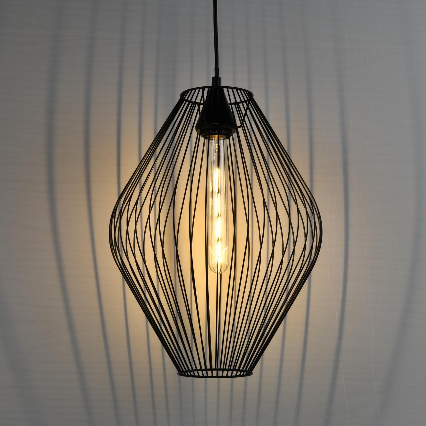 LQWELL® Retro Pendelleuchte E27 Hängeleuchte, Vintage Pendellampe Hängelampe Modern Industrielle Deckenlampe für Küche Wohnzimmer Schlafzimmer Esszimmer, 1,5 M höhenverstellbar, Schwarz