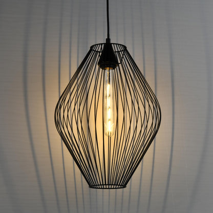 LQWELL® Retro Pendelleuchte E27 Hängeleuchte, Vintage Pendellampe Hängelampe Modern Industrielle Deckenlampe für Küche Wohnzimmer Schlafzimmer Esszimmer, 1,5 M höhenverstellbar, Schwarz