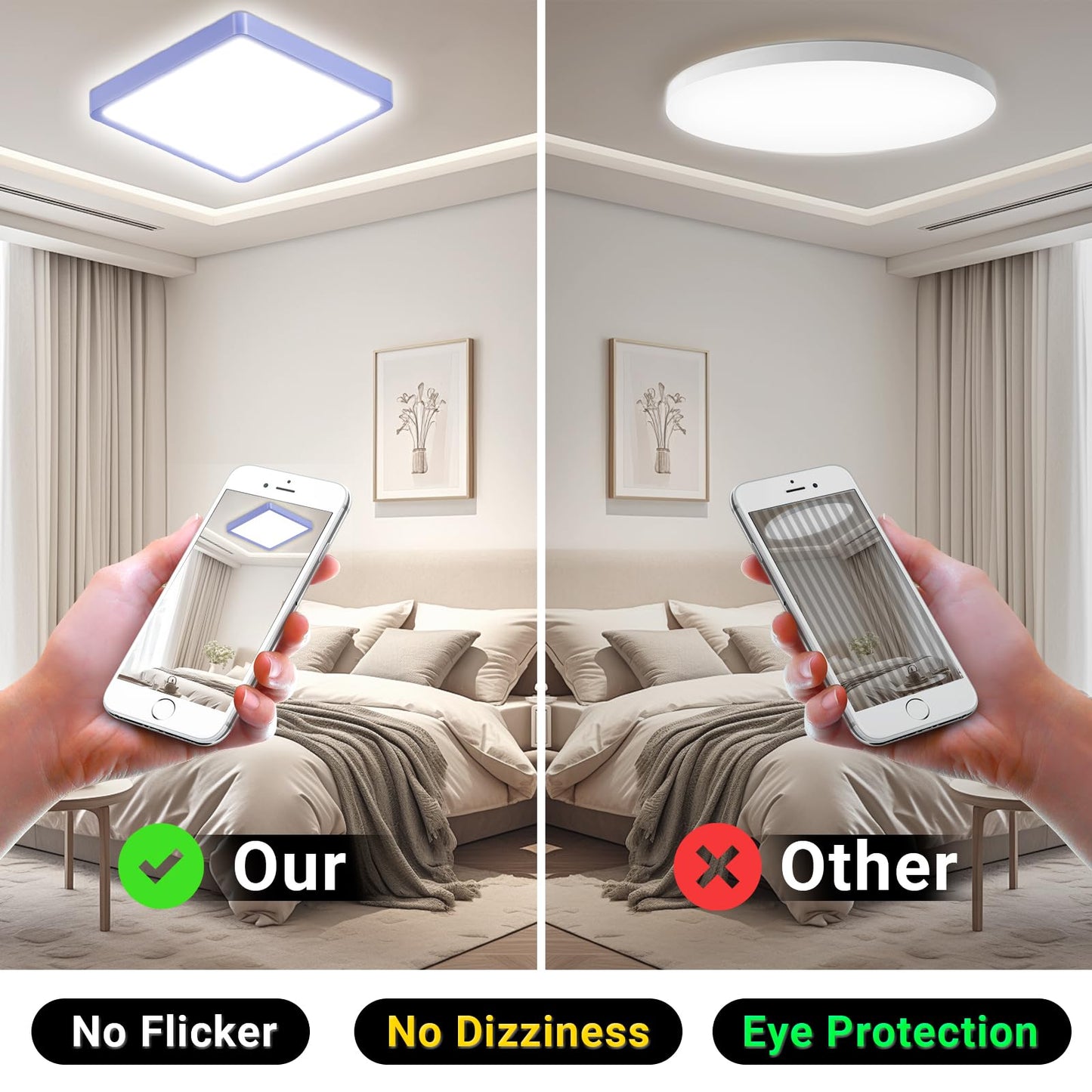 LQWELL® Ceiling Light LED Ceiling Lamp, IP44 Waterproof Bathroom Lamp Square Flat 23W 6000K 2400LM Modern Simple Lamp Thin for Living Room Bathroom Bedroom Kitchen Balcony Basement Office, 300 * 25mm