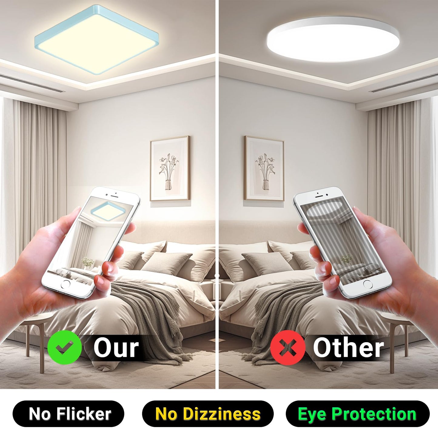 LQWELL® Ceiling Light LED Ceiling Lamp, IP44 Waterproof Bathroom Lamp Square Flat 23W 4000K 2400LM Modern Simple Lamp Thin for Living Room Bathroom Bedroom Kitchen Balcony Basement Office, 300 * 25mm