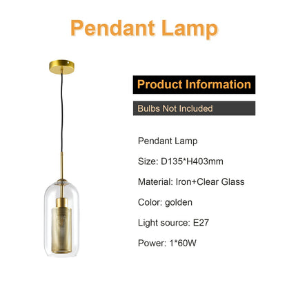 LQWELL® Pendelleuchte E27 Kugelglas Lampenschirm Hängeleuchte, Modern Pendellampe Hängelampe Industrielle Kugelglas Lampenschirm für Küche Wohnzimmer Schlafzimmer Esszimmer, Metall Deckenlampe, Gold