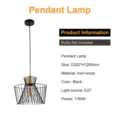 LQWELL® Pendant Light E27 Hanging Lamp, Retro Vintage Pendant Lamp Hanging Lamp Lotus Leaf Shape Streamline Modern Industrial Ceiling Lamp for Kitchen Living Room 1.5M Height Adjustable, Black