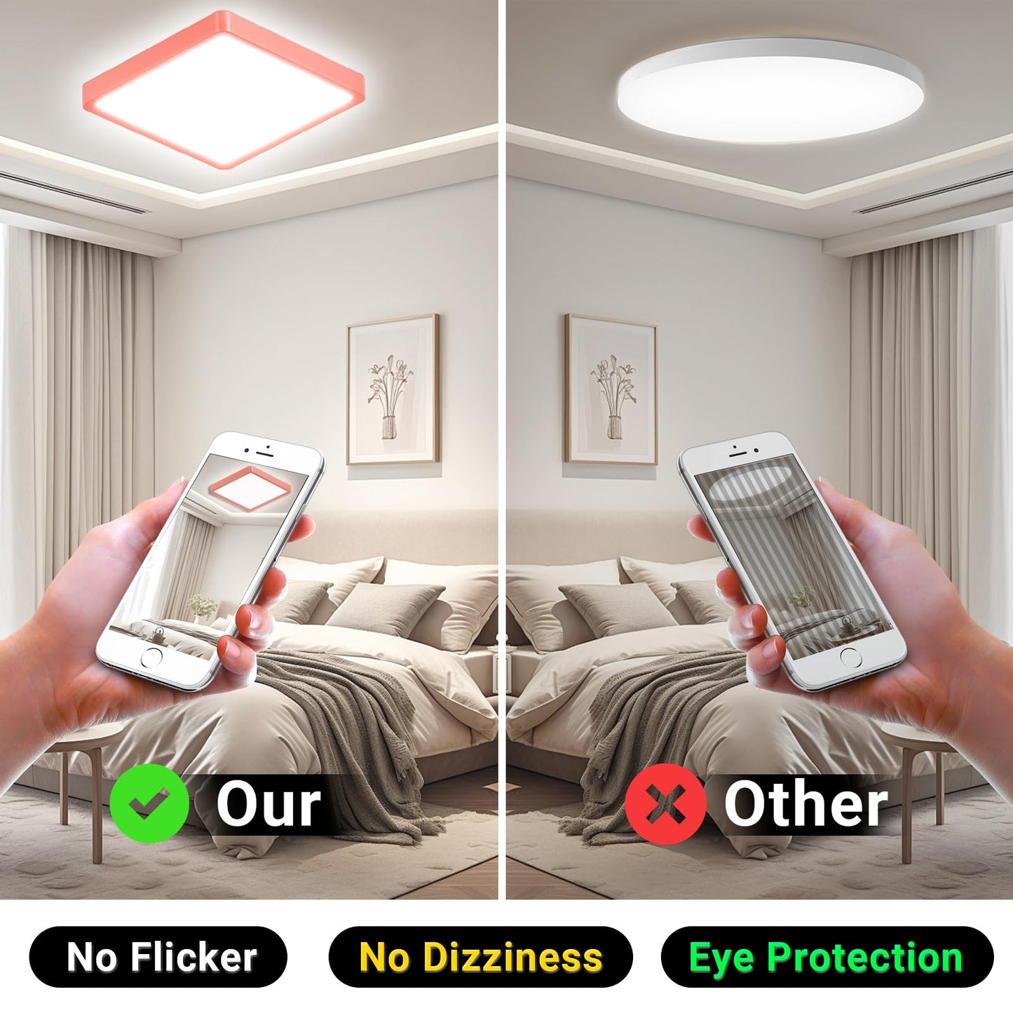 LQWELL® Ceiling Light LED Ceiling Lamp, IP44 Waterproof Bathroom Lamp Square Flat 23W 6000K 2400LM Modern Simple Lamp Thin for Living Room Bathroom Bedroom Kitchen Balcony Basement Office, 300 * 25mm