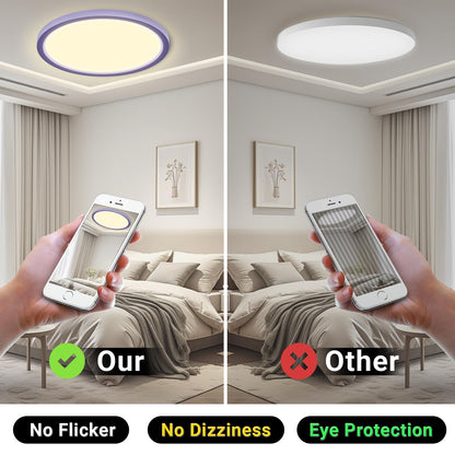 LQWELL® Ceiling Light LED Ceiling Lamp, IP44 Waterproof Bathroom Lamp Round Flat 23W 3000K 2400LM Modern Simple Lamp Thin for Living Room Bathroom Bedroom Kitchen Balcony Basement Office, 300 * 25mm