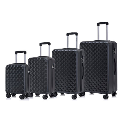 YONSLY® Suitcase Set, Trolley Travel Suitcase, Spinner Carry-on Luggage, Suitcase Set, Luggage Set with 360° Wheels, Hardshell Travel Suitcase, Combination Lock, Soft Rubber Handle (4-Piece Set, S,M,L&XL)