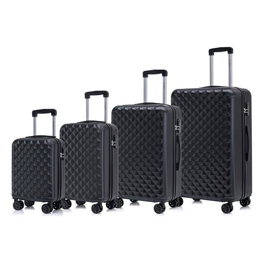 YONSLY® Suitcase Set, Trolley Travel Suitcase, Spinner Carry-on Luggage, Suitcase Set, Luggage Set with 360° Wheels, Hardshell Travel Suitcase, Combination Lock, Soft Rubber Handle (4-Piece Set, S,M,L&XL)