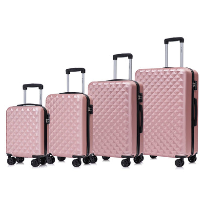 YONSLY® Premium Travel Suitcase TSA Lock, Hard-Shell Suitcase Trolley Cabin Suitcase Rolling Suitcase Hand Luggage 4 Wheels (S-M-L-XL Set)