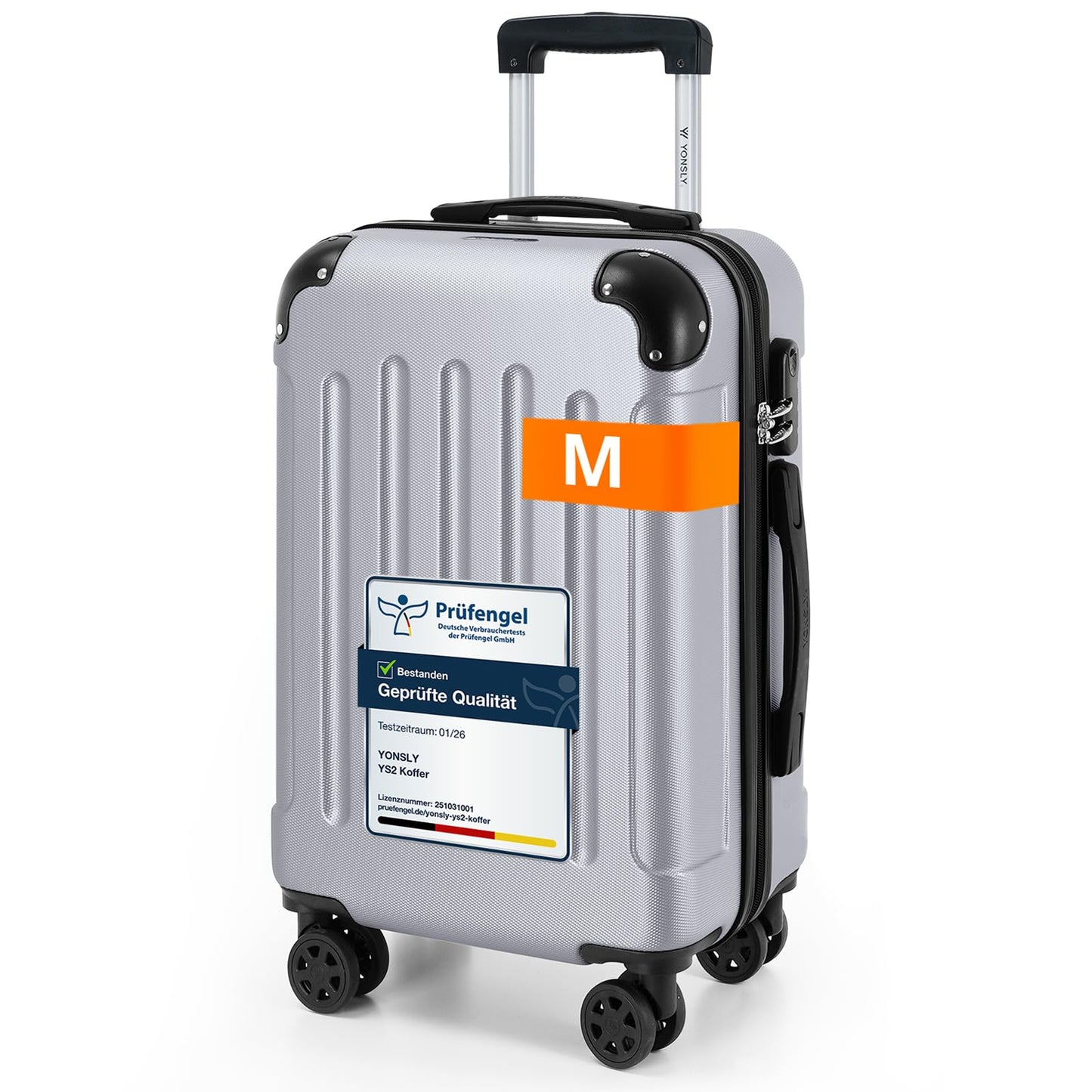 YONSLY® Luggage Suitcase Travel Suitcase, Trolley Carry-on Luggage, Hardshell Suitcase with 360° Spinner Wheels, Combination Lock, Multi-stage Telescopic Handle