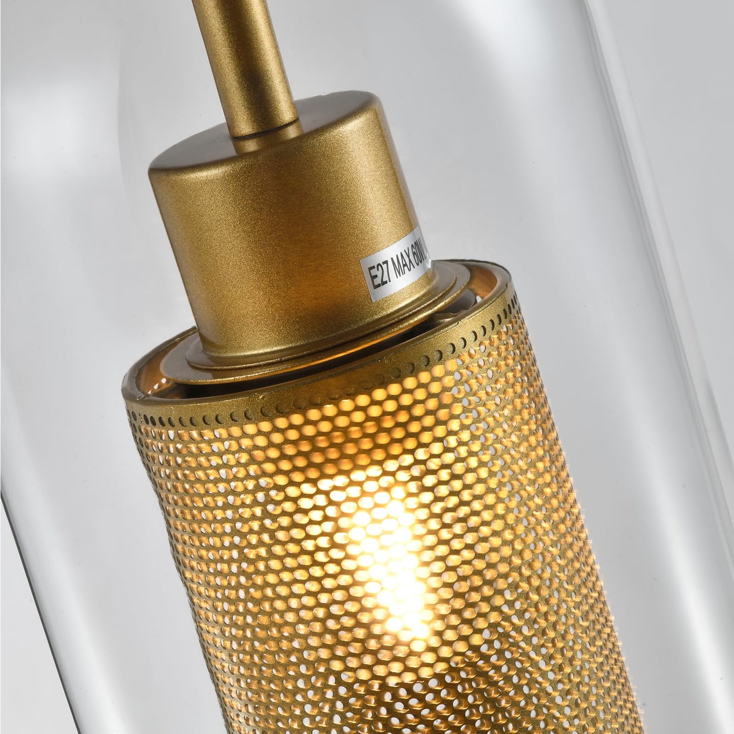 LQWELL® Pendelleuchte E27 Kugelglas Lampenschirm Hängeleuchte, Modern Pendellampe Hängelampe Industrielle Kugelglas Lampenschirm für Küche Wohnzimmer Schlafzimmer Esszimmer, Metall Deckenlampe, Gold