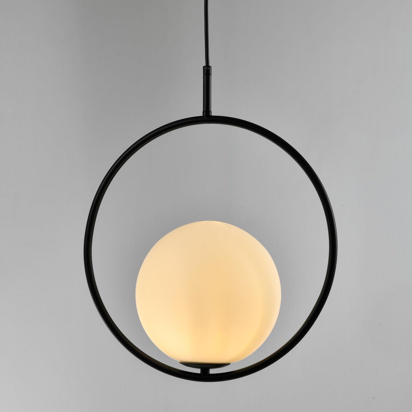 LQWELL® Globe Pendelleuchte Hängeleuchte G9, Modern Kugelglas Lampenschirm Pendellampe Hängelampe für Küche Wohnzimmer Schlafzimmer Esszimmer, Metall Mid Century Deckenlampe, Schwarz
