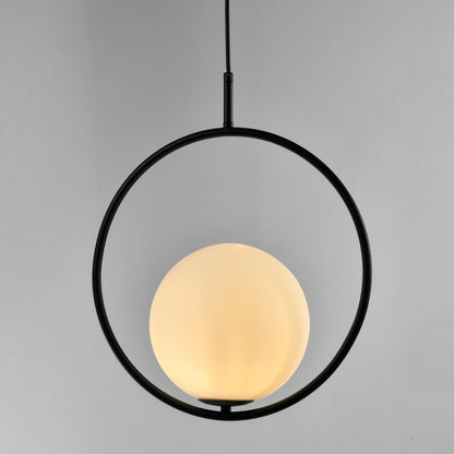 LQWELL® Globe Pendelleuchte Hängeleuchte G9, Modern Kugelglas Lampenschirm Pendellampe Hängelampe für Küche Wohnzimmer Schlafzimmer Esszimmer, Metall Mid Century Deckenlampe, Schwarz