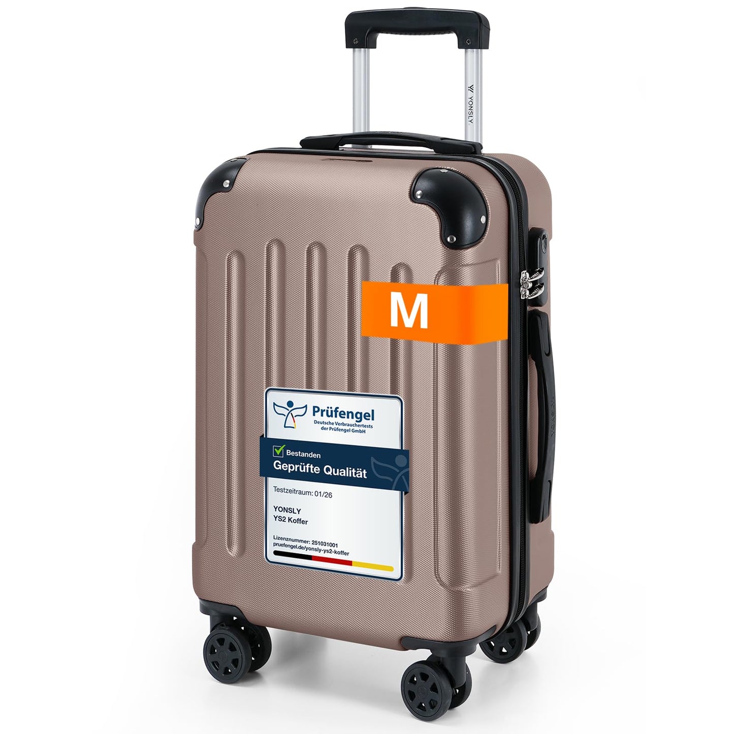 YONSLY® Luggage Suitcase Travel Suitcase, Trolley Carry-on Luggage, Hardshell Suitcase with 360° Spinner Wheels, Combination Lock, Multi-stage Telescopic Handle