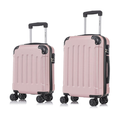 YONSLY® Suitcase Set, Trolley Travel Suitcase, Spinner Carry-on Luggage with 4 360° Wheels, Hard-Shell Travel Suitcase, Combination Lock, Soft Rubber Handle (2-piece set, S, M)