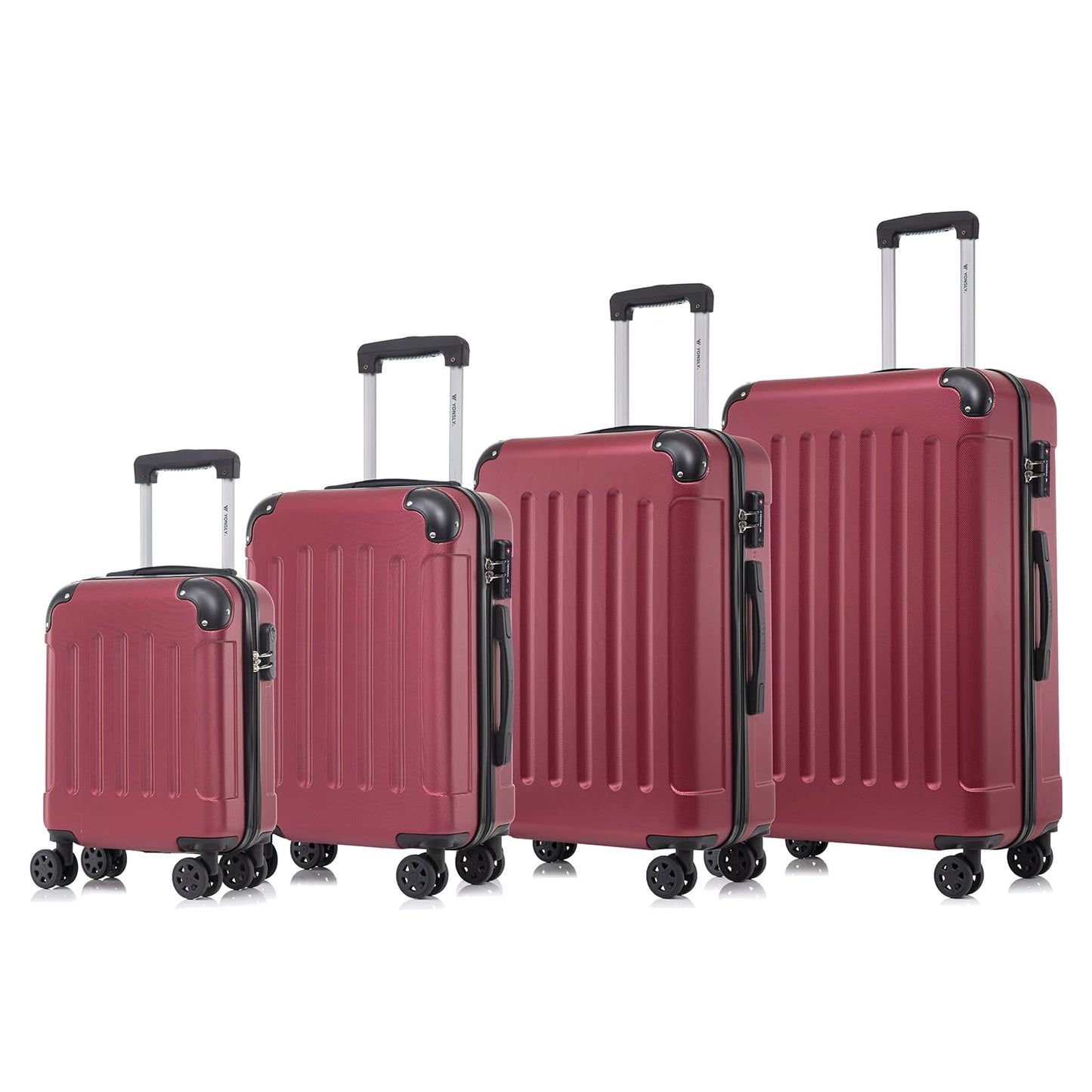 YONSLY® Premium Luggage, TSA Lock YKK Zipper Hardside Suitcase Trolley Cabin Luggage Roller Suitcase Carry-On 4 Wheels (S-M-L-XL-Set)