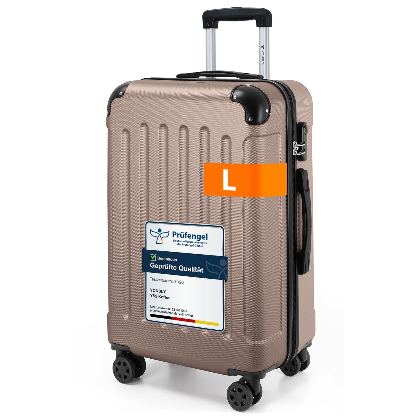 YONSLY® Luggage Suitcase Travel Suitcase, Trolley Carry-on Luggage, Hardshell Suitcase with 360° Spinner Wheels, Combination Lock, Multi-stage Telescopic Handle