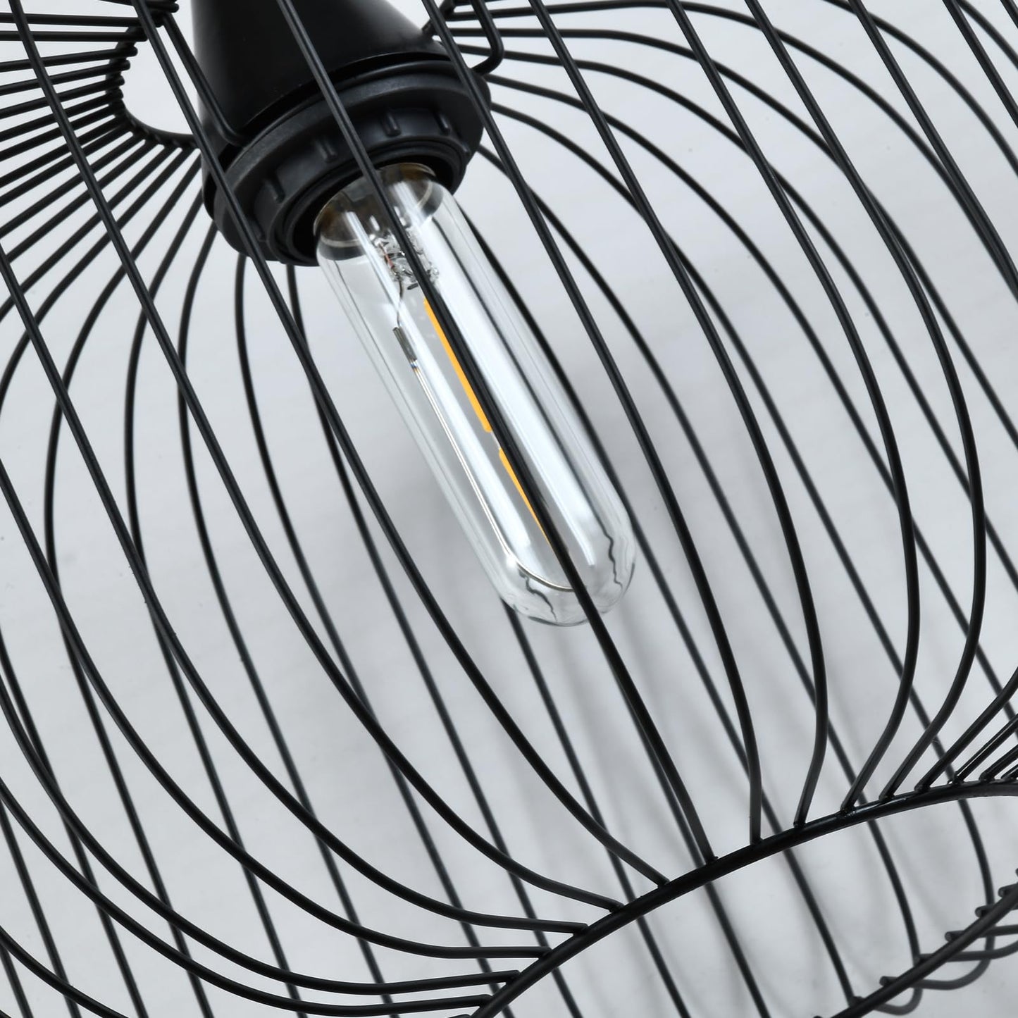 LQWELL® Pendelleuchte E27 Hängeleuchte, Retro Vintage Pendellampe Hängelampe Laternenform Vogelkäfigform Modern Industrielle Deckenlampe für Küche Wohnzimmer 1,5 M höhenverstellbar, Schwarz