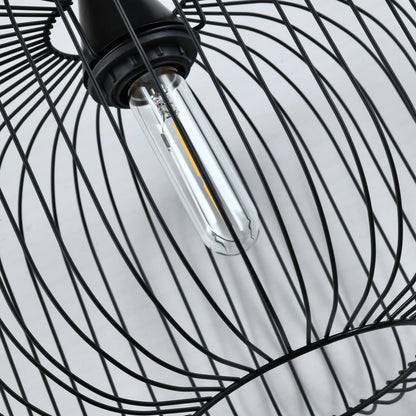 LQWELL® Pendelleuchte E27 Hängeleuchte, Retro Vintage Pendellampe Hängelampe Laternenform Vogelkäfigform Modern Industrielle Deckenlampe für Küche Wohnzimmer 1,5 M höhenverstellbar, Schwarz