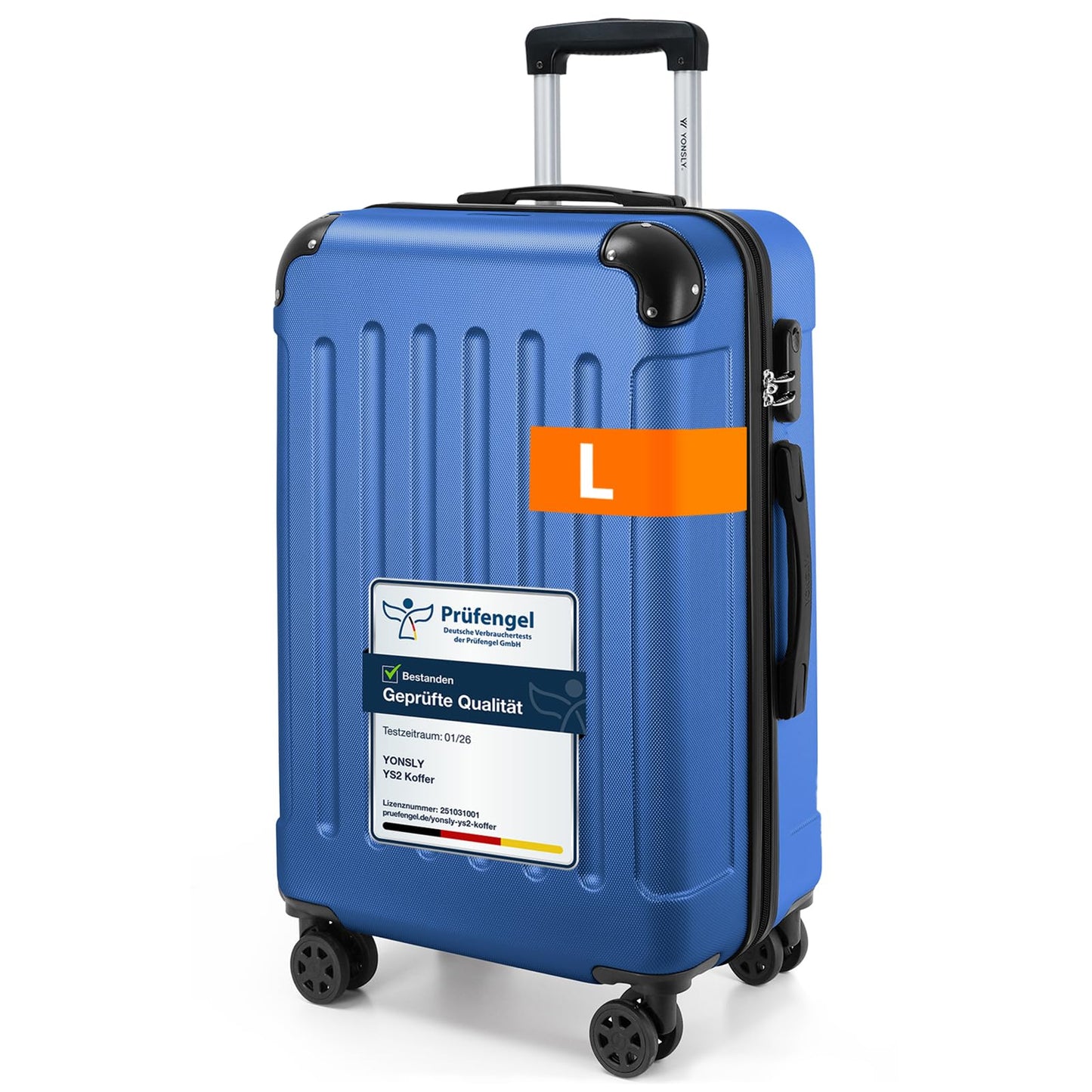 YONSLY® Luggage Suitcase Travel Suitcase, Trolley Carry-on Luggage, Hardshell Suitcase with 360° Spinner Wheels, Combination Lock, Multi-stage Telescopic Handle