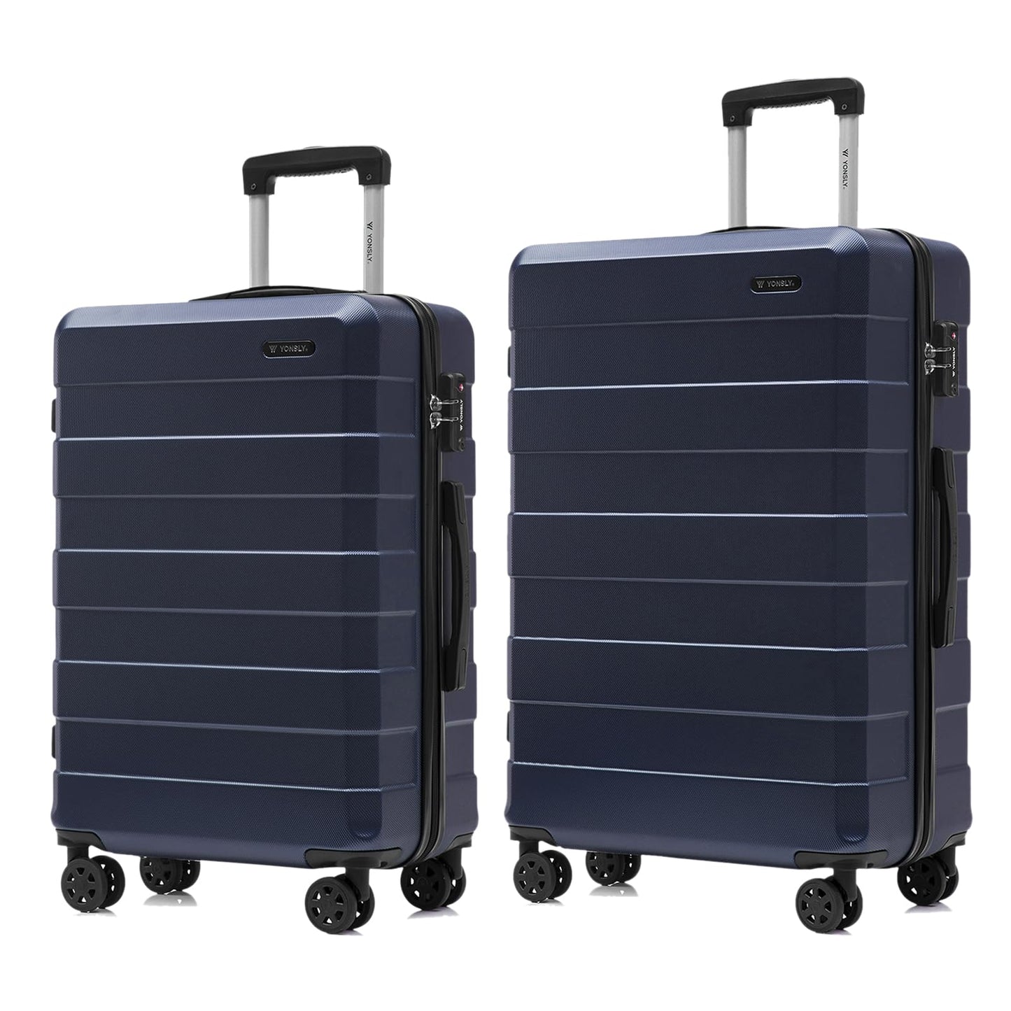 YONSLY® Premium Luggage TSA Lock, YKK Zipper Hardshell Suitcase Trolley Carry-on Spinner Suitcase Hand Luggage 4 Wheels (L-XL Set)