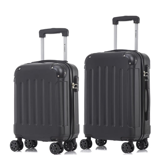 YONSLY® Suitcase Set, Trolley Travel Suitcase, Spinner Carry-on Luggage with 4 360° Wheels, Hard-Shell Travel Suitcase, Combination Lock, Soft Rubber Handle (2-piece set, S, M)