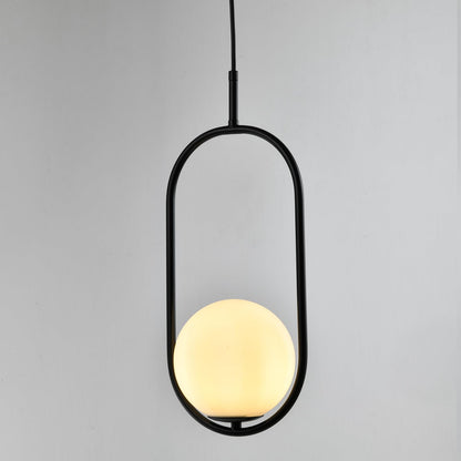 LQWELL® Globe Pendelleuchte G9 Hängeleuchte, Mid Century Modern Pendellampe Hängelampe Kronleuchter Kugelglas Lampenschirm für Küche Wohnzimmer Schlafzimmer Esszimmer, Metall Deckenlampe