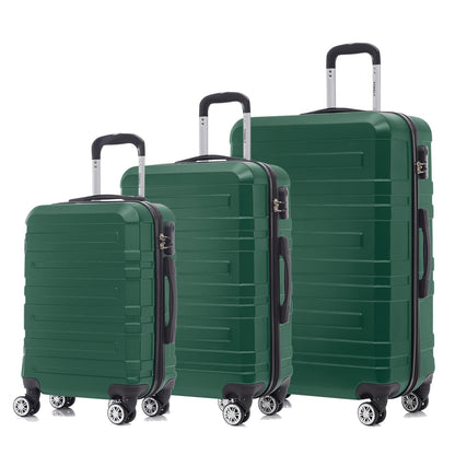 YONSLY® Travel Suitcase Trolley Rolling Luggage Carry-on Set, Suitcase Set, Luggage Set Hardside Travel Suitcase with 4 360° Spinner Wheels, Combination Lock, Soft Rubber Handle (3-Piece Set, M,L&XL)