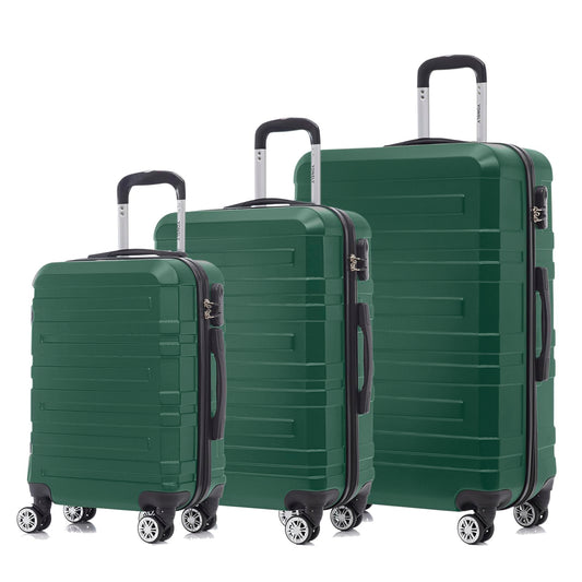 YONSLY® Travel Suitcase Trolley Rolling Luggage Carry-on Set, Suitcase Set, Luggage Set Hardside Travel Suitcase with 4 360° Spinner Wheels, Combination Lock, Soft Rubber Handle (3-Piece Set, M,L&XL)