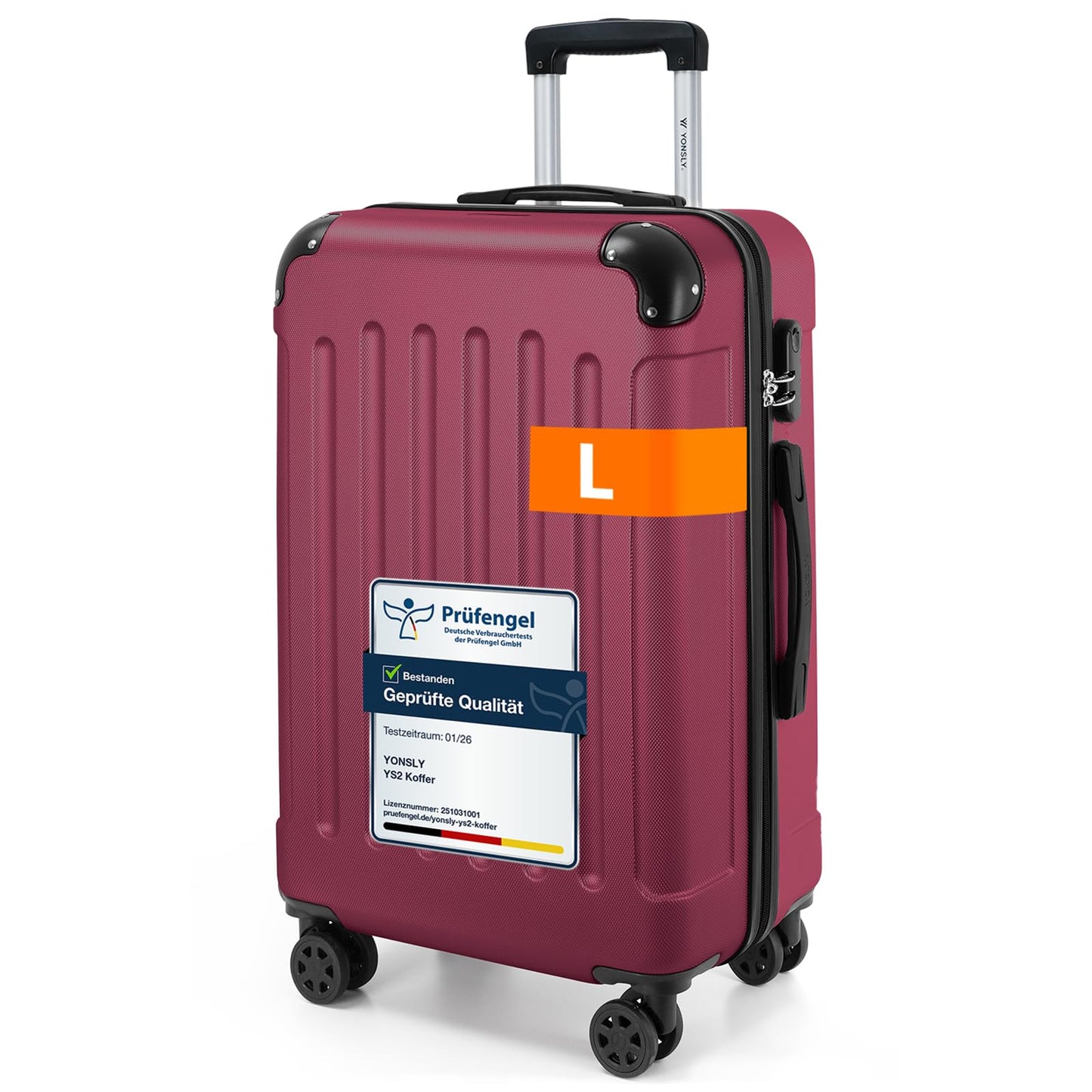 YONSLY® Luggage Suitcase Travel Suitcase, Trolley Carry-on Luggage, Hardshell Suitcase with 360° Spinner Wheels, Combination Lock, Multi-stage Telescopic Handle