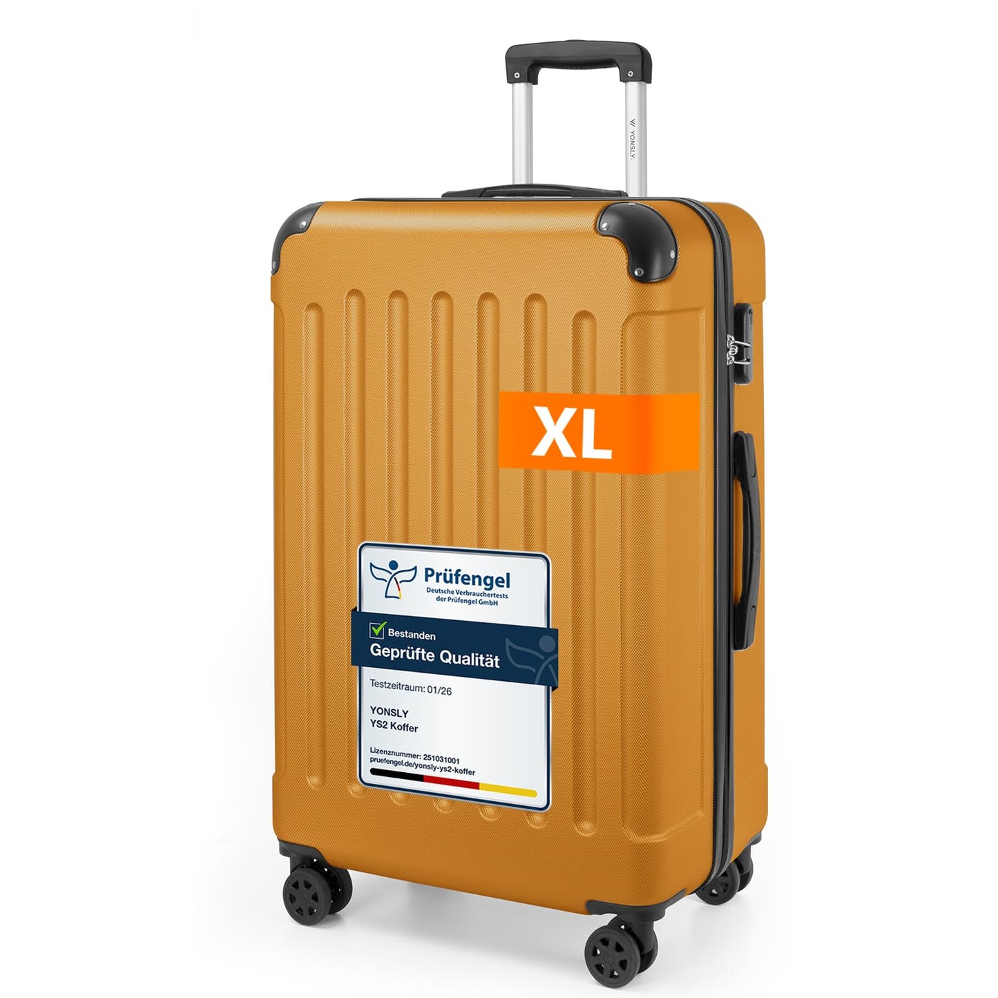 YONSLY® Luggage Suitcase Travel Suitcase, Trolley Carry-on Luggage, Hardshell Suitcase with 360° Spinner Wheels, Combination Lock, Multi-stage Telescopic Handle