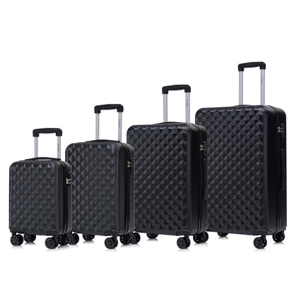YONSLY® Premium Travel Suitcase TSA Lock, Hard-Shell Suitcase Trolley Cabin Suitcase Rolling Suitcase Hand Luggage 4 Wheels (S-M-L-XL Set)