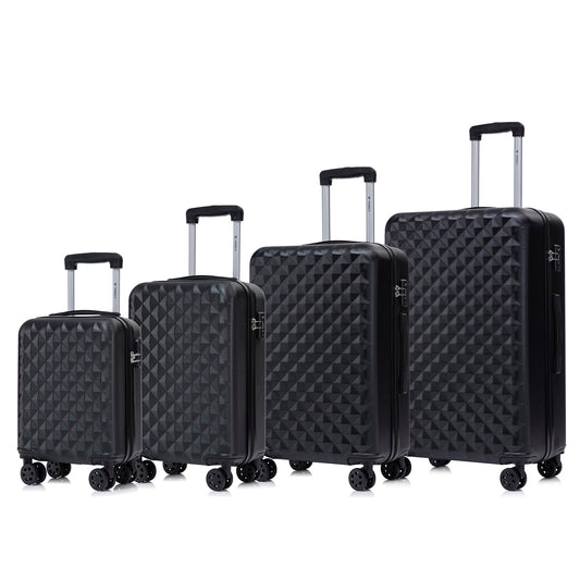 YONSLY® Premium Travel Suitcase TSA Lock, Hard-Shell Suitcase Trolley Cabin Suitcase Rolling Suitcase Hand Luggage 4 Wheels (S-M-L-XL Set)