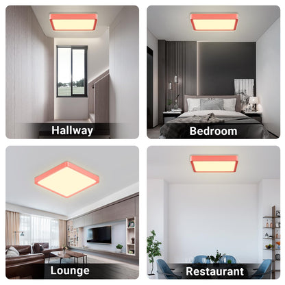 LQWELL® Ceiling Light LED Ceiling Lamp, IP44 Waterproof Bathroom Lamp Square Flat 23W 3000K 2400LM Modern Simple Lamp Thin for Living Room Bathroom Bedroom Kitchen Balcony Basement Office, 300 * 25mm