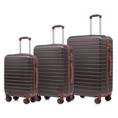 YONSLY® Travel Suitcase Trolley Rolling Luggage Carry-On Set, Luggage Set Hard-Shell Travel Suitcase with 4 360° Spinner Wheels, Combination Lock, Soft Rubber Handle (Set of 3, M, L & XL)