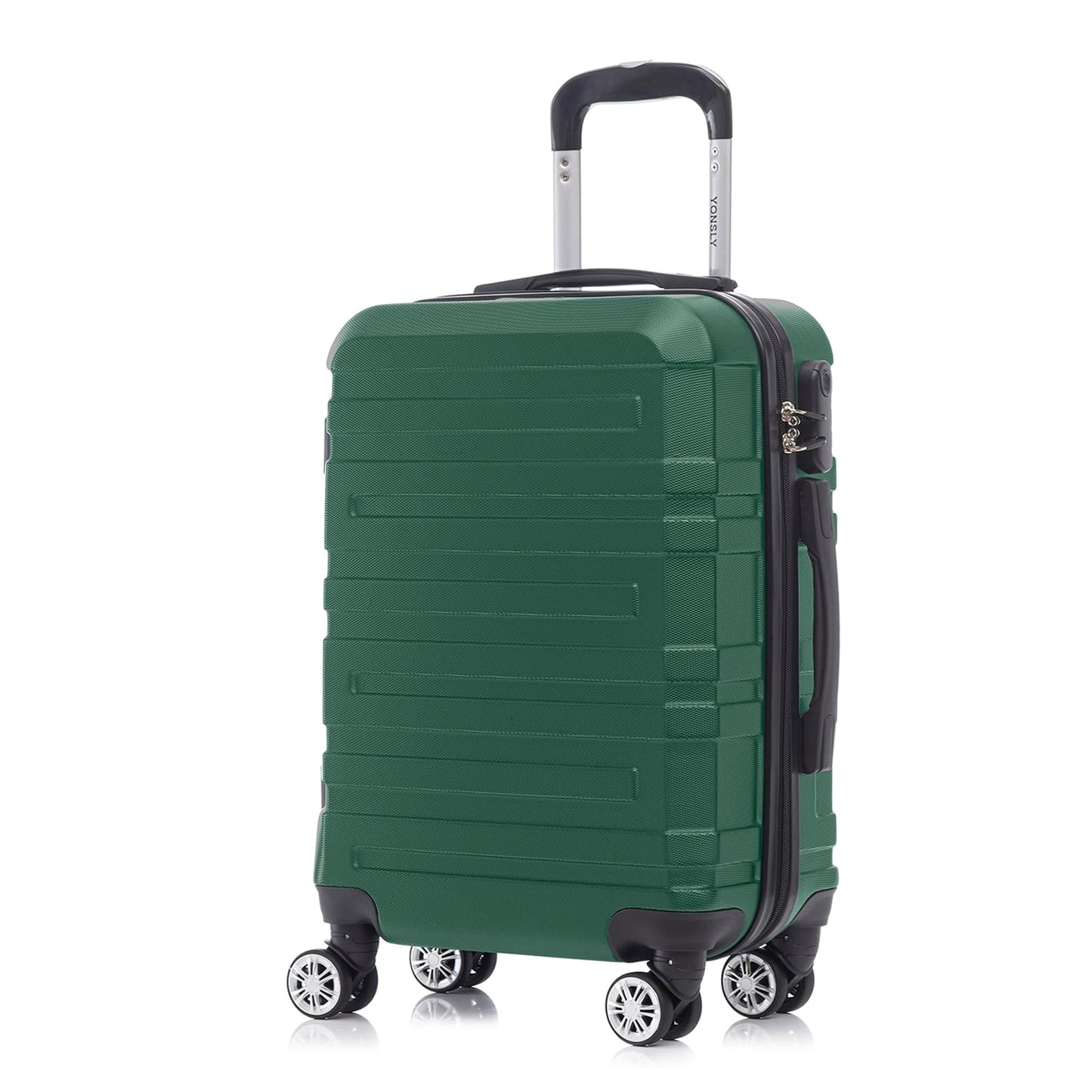 YONSLY® Travel Suitcase Trolley, Rolling Luggage Carry-on Set, Cabin Suitcase, Travel Suitcase with 4 360° Wheels, Combination Lock, Soft Rubber Handle, Hardside Travel Suitcase